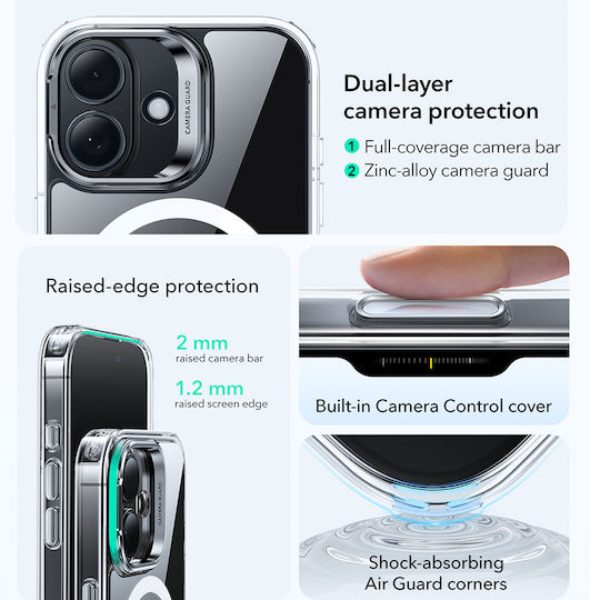 ESR Classic Hybrid Halolock Kickstand Back Cover Metallic Transparent (iPhone 17)
