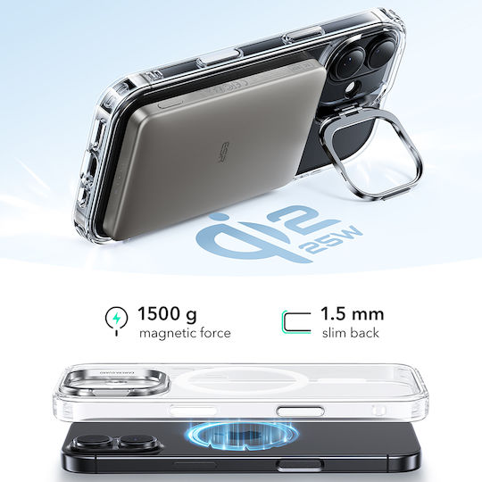 ESR Classic Hybrid Halolock Kickstand Back Cover Metallic Transparent (iPhone 17)