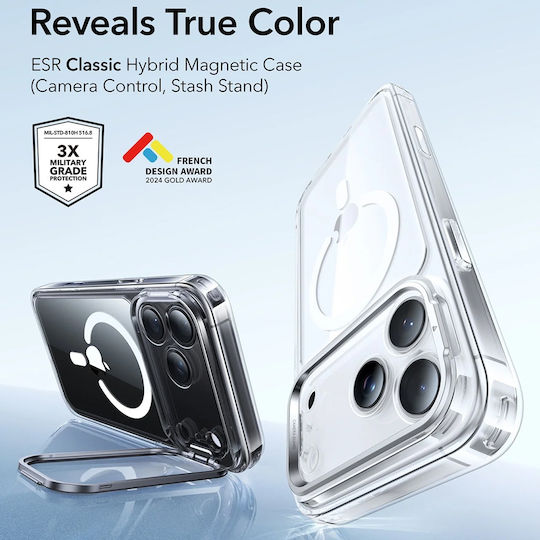 ESR Classic Hybrid Halolock Kickstand Umschlag Rückseite Metallisch Transparent (iPhone 17 Pro)