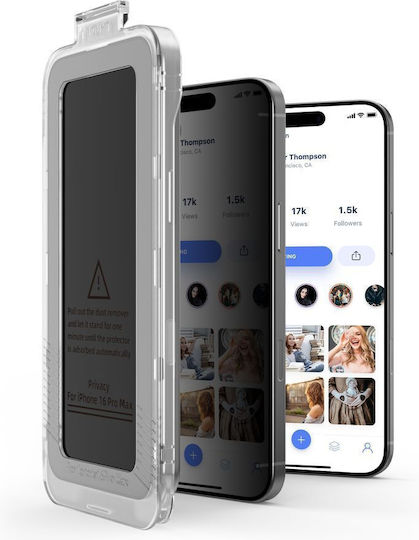 Tech-Protect Quick Set Spy+ Поверителност Закалено Стъкло Черен (iPhone 14 Pro)