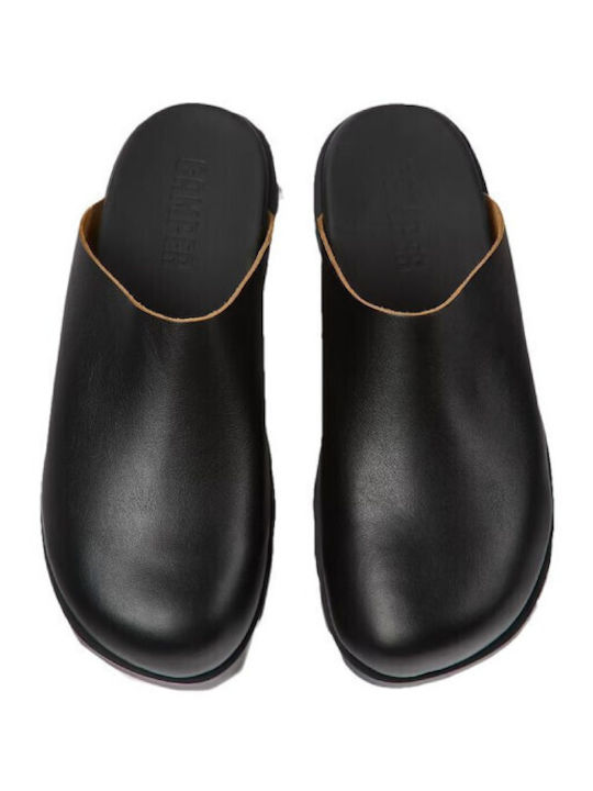 Leather Mules with Heel in Black Color