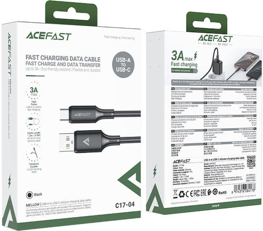 Hoco USB 2.0 Kabel USB-C männlich - USB-A 18W Schwarz 1.2m (C17-04)