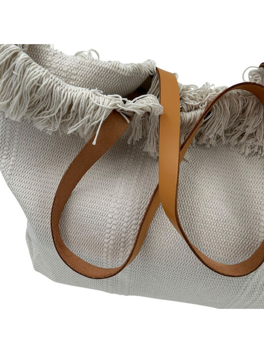 Irene Vilou Fabric Beach Bag Ecru
