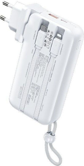 WK WP-118 Power Bank 10000mAh 22.5W with USB-A Port and USB-C Port Power Delivery White