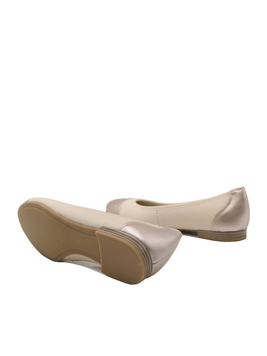 Leather Ballerinas Beige