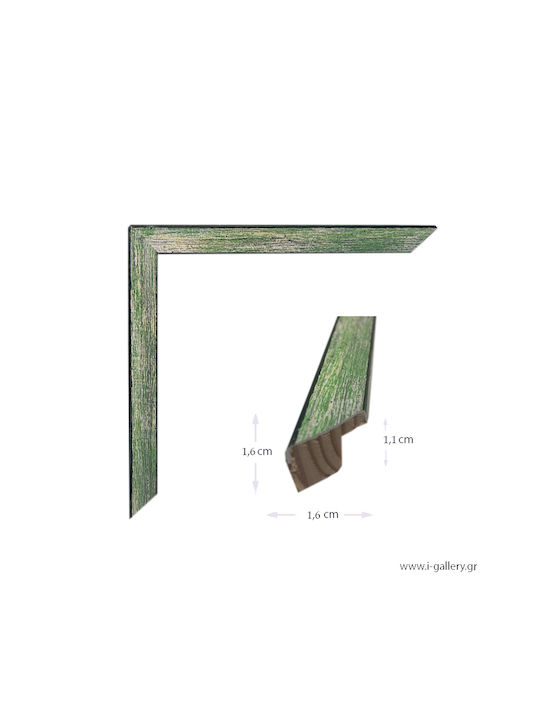 I-gallery Wooden Photo Frame With Green Frame 069-02