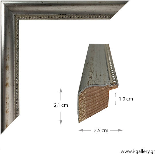 I-gallery Κορνίζα με Ασημί Πλαίσιο Ξύλινη 20x25