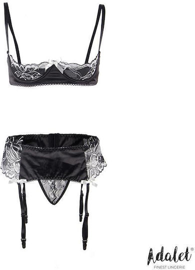 Adalet Lingerie Ilia Set Open Bra Garter Belt Thong