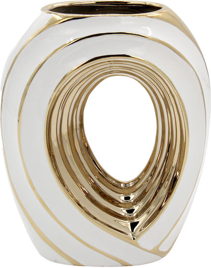 Keskor Διακοσμητικό Βάζο Κεραμικό Λευκό 17x7xΥ22cm
