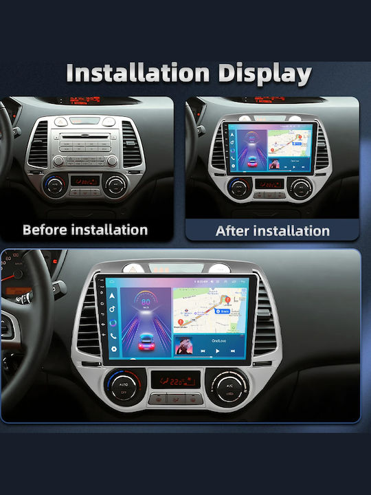 Auto-Audiosystem für Hyundai i20 2008-2012 (Bluetooth/USB/WiFi/GPS/Apple-Carplay/Android-Auto) mit Touchscreen 9"