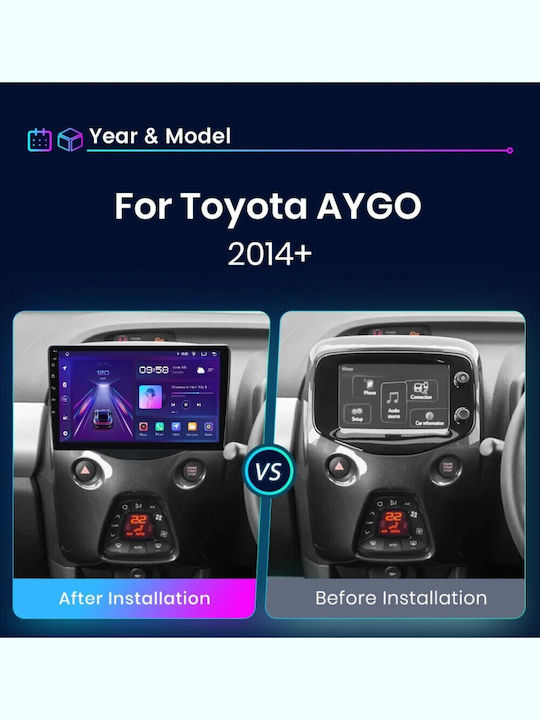 Auto-Audiosystem für Toyota Aygo 2014 (Bluetooth/USB/WiFi/GPS/Apple-Carplay/Android-Auto) mit Touchscreen 9"