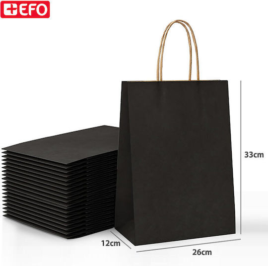+Efo Papier Tasche für Geschenke Schwarz 26x12x33cm.
