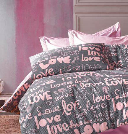 Dimcol Sheet Sets Queen 220x240cm. Love 299 Grey / Lila 4pcs