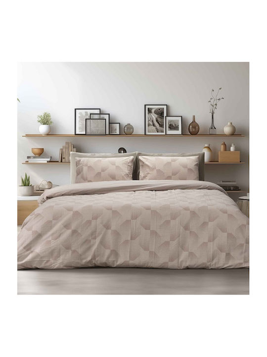 Madi Σετ Πάπλωμα Υπέρδιπλο 220x240εκ. Boxy Μπεζ 3τμχ