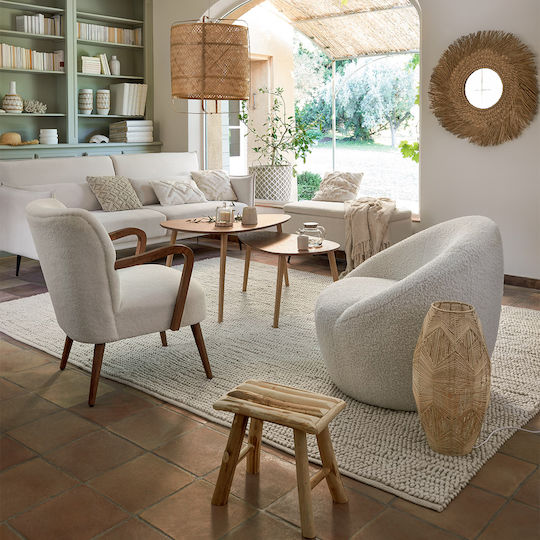 Living Room Wooden Woody Natural Stools 34x23x31cm