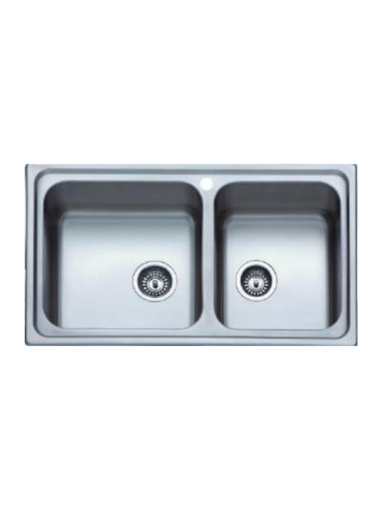 Macart Iris N-175 Ένθετος Νεροχύτης Αριστερός Inox Σατινέ Μ86xΠ50cm Ασημί