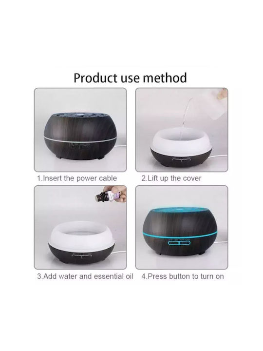 Led Ultrasonic Aromatherapy Diffuser Humidifier Brown 6W HO-HU-1454
