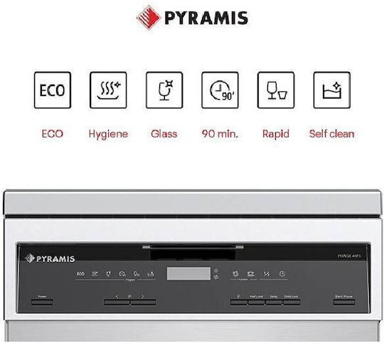 Pyramis Freistehender Geschirrspüler für 10 Gedecke B44.8xH84.5cm Inox PDWGE 45FS