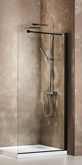 Devon Iwis Walk-in Διαχωριστικό Ντουζιέρας 100x185cm Clear Glass Black Matt