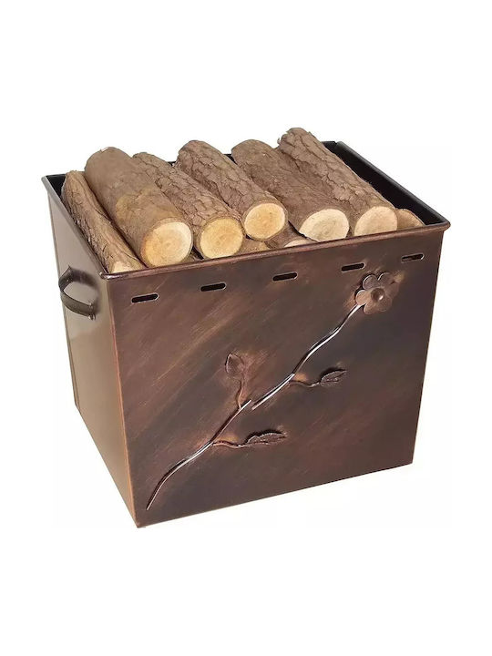 Thermogatz Μεταλλικό Καλάθι Αποθήκευσης Ξύλων 47x35x40cm Χάλκινο