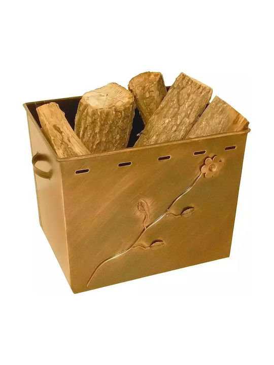Thermogatz Μεταλλικό Κουτί Αποθήκευσης Ξύλων 74x35x40cm Χρυσό