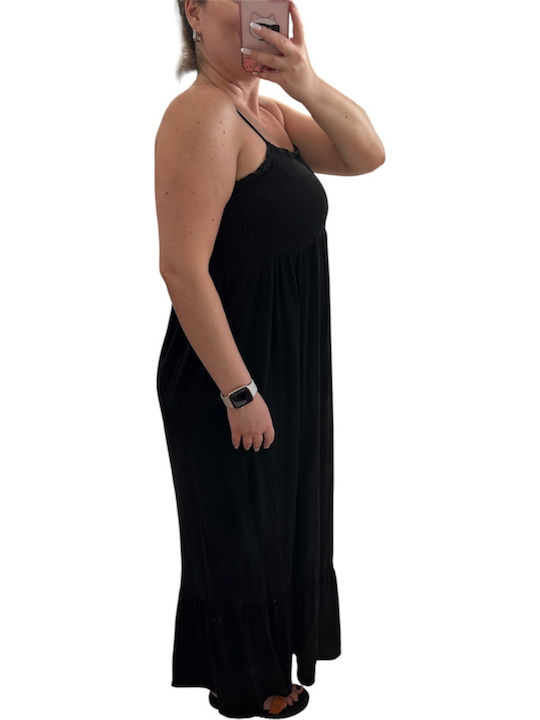 Summer Dress with Ruffles Black