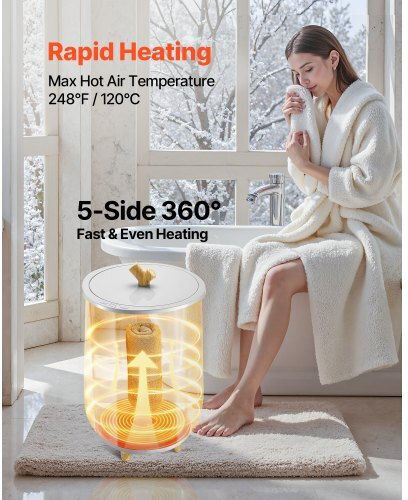 Vevor 20l Towel Warmer Bucket Led Light Timer Temperature Setting Gray