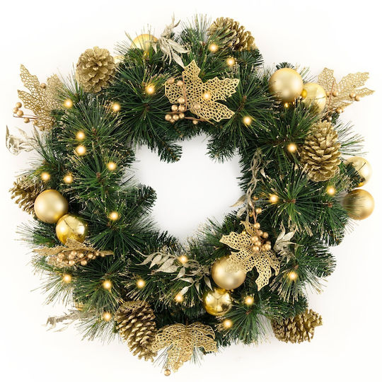 Costway Christmas Lighted Decorative Wreath Battery Powered 60cm