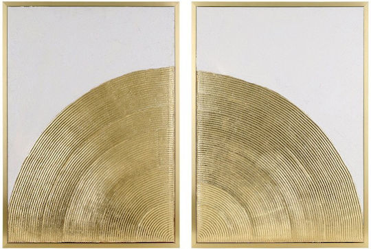 Gemälde Segeltuch Set 2 Stück Schwarz-Gold-Weiß Rahmen Roberval 423033 Eglo 423033