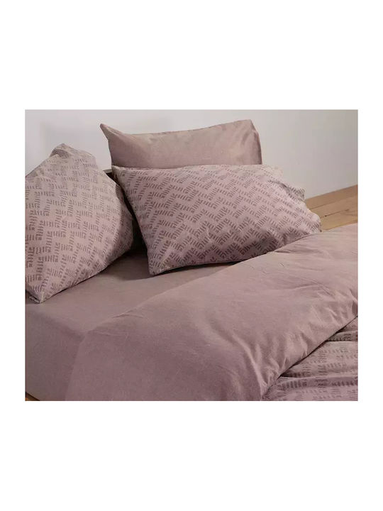 Nef-Nef Homeware Bettwäsche-Set Überdoppel Flanell 240x260cm. Otrando Mocca 4Stück
