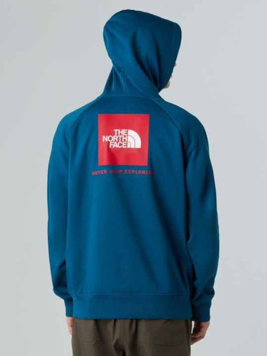 Raglan Box Sweatshirt With Hood Mineral Ink Tnf Red