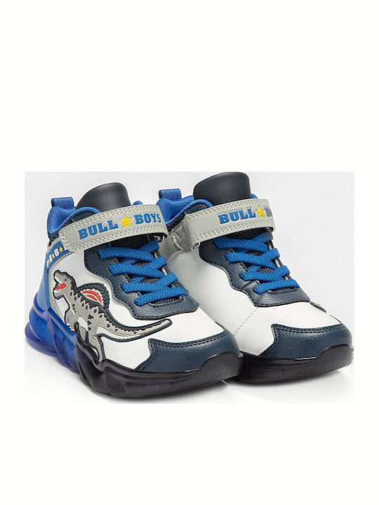 Kids Sneakers High with Scratch & Lights Blue