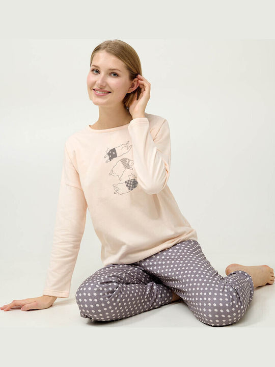 Vamp Winter Women's Pyjama Set Cream