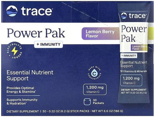 Trace Minerals Power Pak + Immunity 1000mg Добавка за Подсилване на Имунната Система 30 x 30 Сашета Лимон