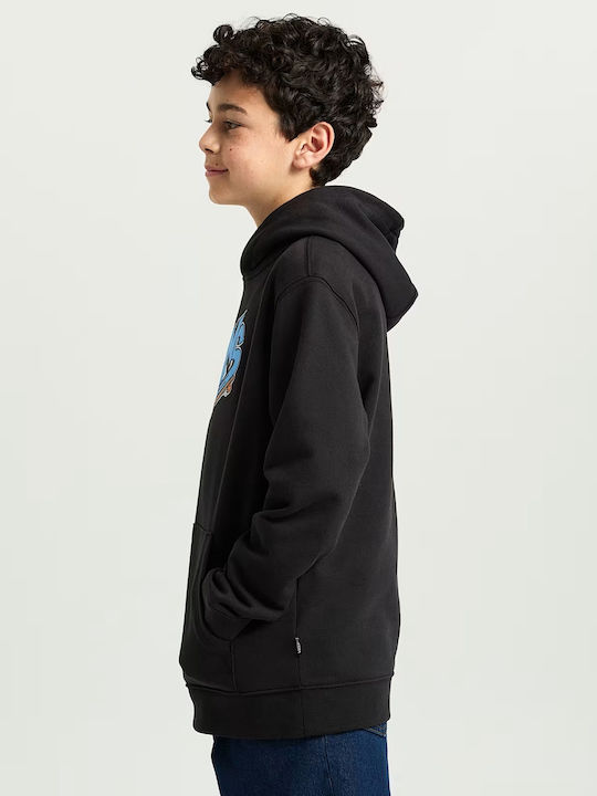 Fleece Επένδυση Παιδικό Φούτερ με Κουκούλα και Τσέπες Black