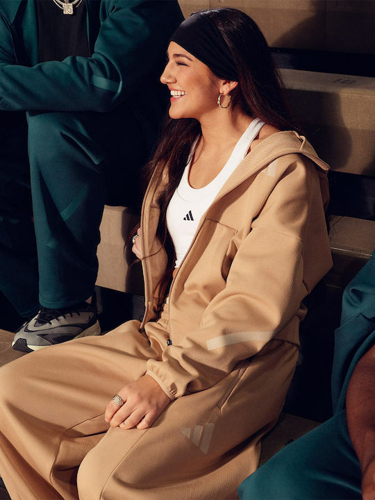 Z.n.e. Fz Women's Sweatshirt Jacket Hooded Beige