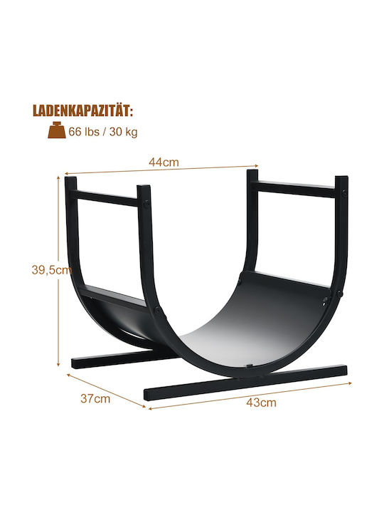 Costway Μεταλλικό Ράφι Αποθήκευσης Ξύλων 43x37x39.5cm Μαύρο
