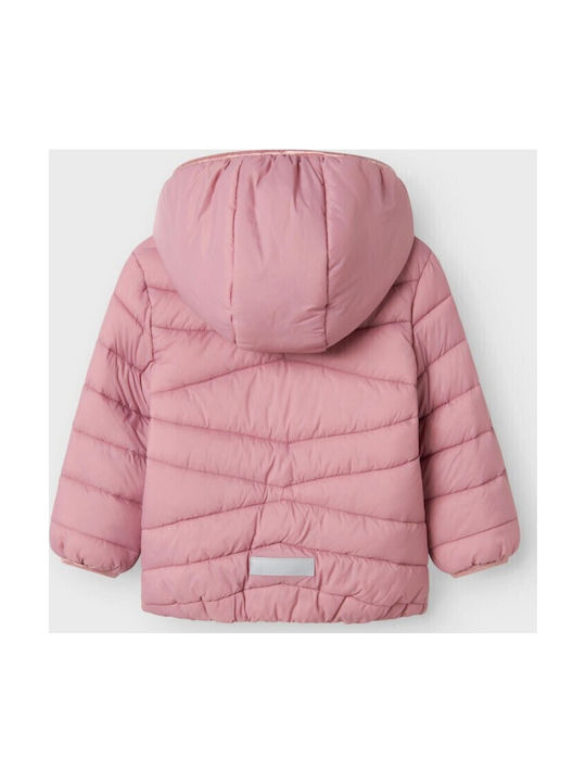 Down Jacket Kids Quilted Long Coat with Lining & Hood Pink