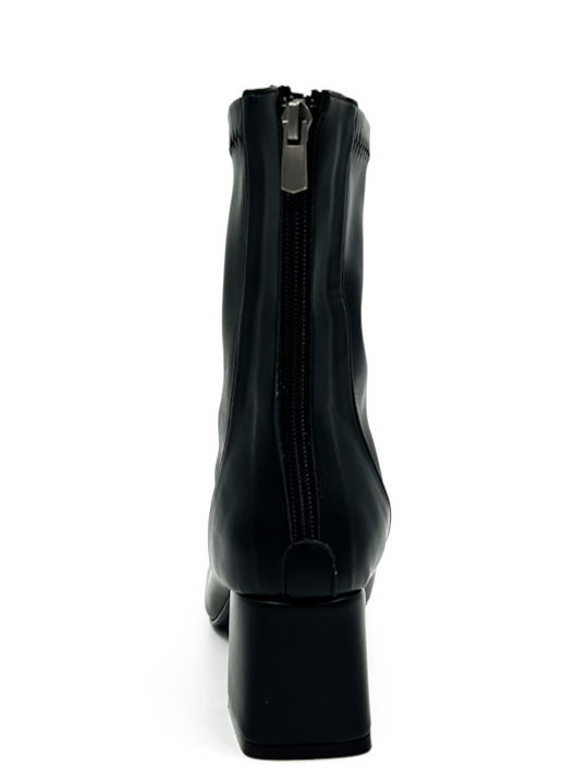 Leder Stiefeletten Damen Schwarz