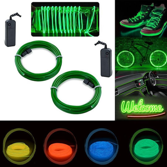Glowmania Kit Luminiscent El Wire Pentru Reglaj Roți Bicicletă 4 M Lungime Invertori Incluși