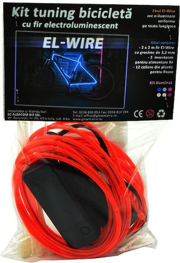 Glowmania Kit Luminiscent El Wire Pentru Reglaj Roți Bicicletă 4 M Lungime Invertori Incluși