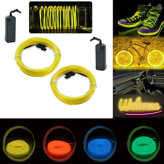 Glowmania Kit Luminiscent El Wire Pentru Reglaj Roți Bicicletă 4 M Lungime Invertori Incluși