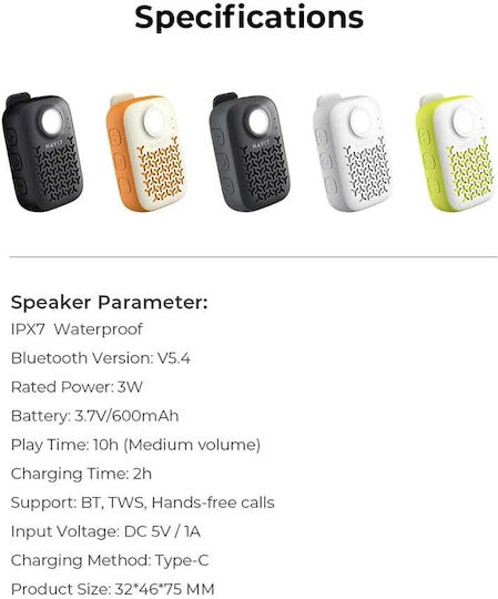 Havit SK868BT Αδιάβροχο Ηχείο Bluetooth 3W με Διάρκεια Μπαταρίας έως 10 ώρες Μαύρο