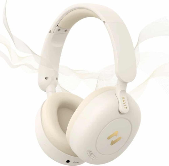 Havit Ασύρματα / Ενσύρματα Over Ear Ακουστικά με 80 ώρες Λειτουργίας Μπεζ