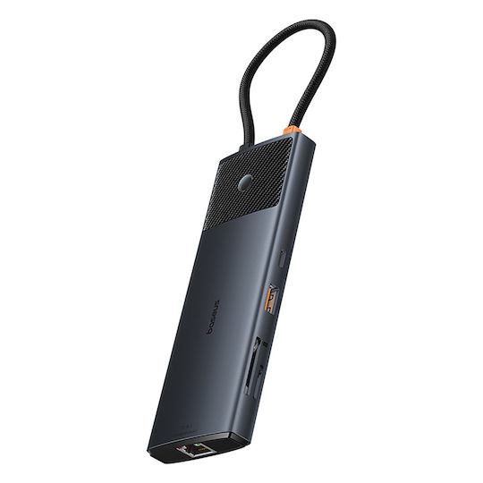 Baseus Metal Gleam II USB-A / USB-C Docking Station με 4K PD Ethernet Γκρι