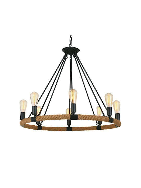 Etoile Kronleuchter 8xE27 Ø63cm mit Seil Schwarz MB-1038