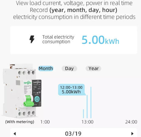 Tongou Kilowatt Meter Electric Panel Analog Rail Single Phase Wi-Fi Tuya TO-Q-MP65-SY1-132WT