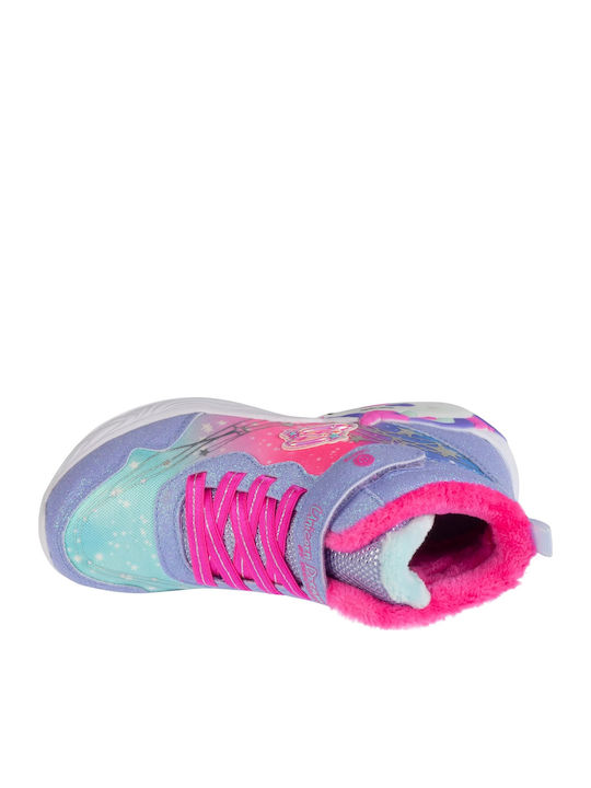 Unicorn Dreams Παιδικά Sneakers High με Σκρατς & Φωτάκια Μωβ