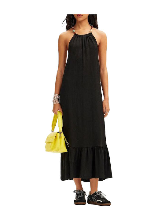 Dress Καλοκαιρινό Midi Φόρεμα με Βολάν Μαύρο