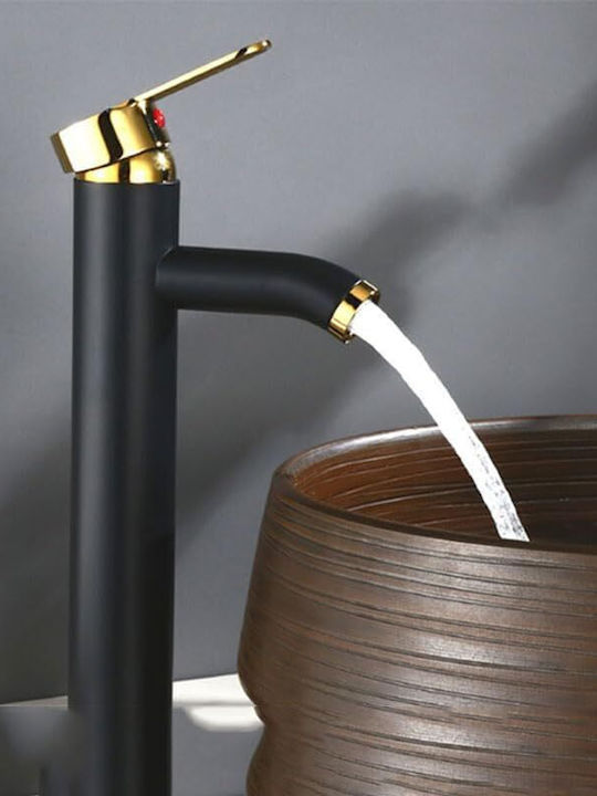Αναμεικτική Μπαταρία Νιπτήρα Ψηλή Μαύρη